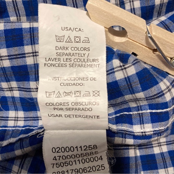 Chaps by Ralph Lauren Stretch Easy Care Plaid Button Up Shirt | Navy Blue Check - Picture 13 of 15